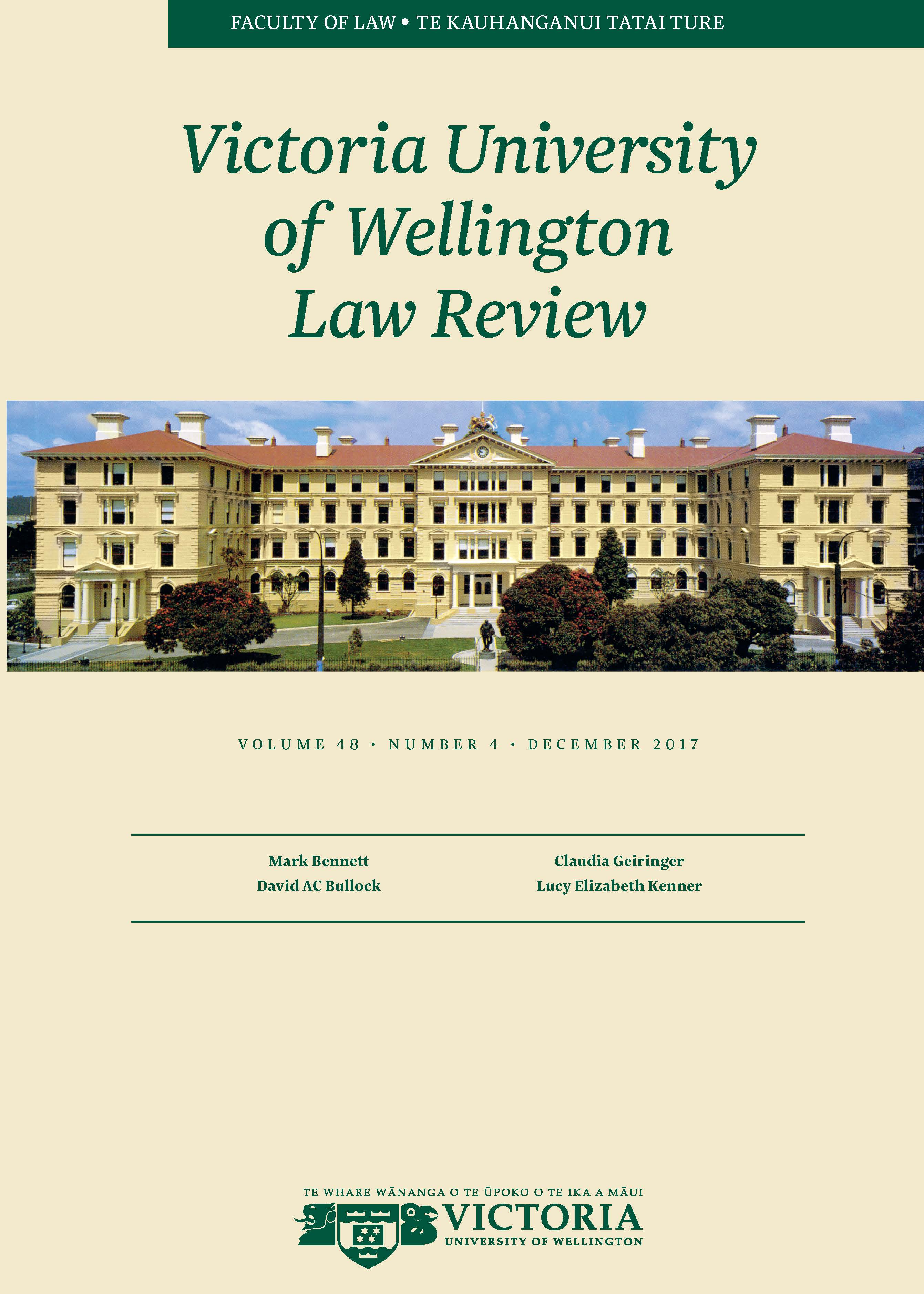 					View Vol. 48 No. 4 (2017): Victoria University of Wellington Law Review
				