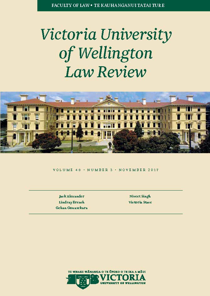 					View Vol. 48 No. 3 (2017): Victoria University of Wellington Law Review
				