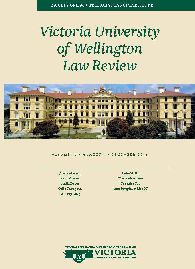 					View Vol. 47 No. 4 (2016): Victoria University of Wellington Law Review
				