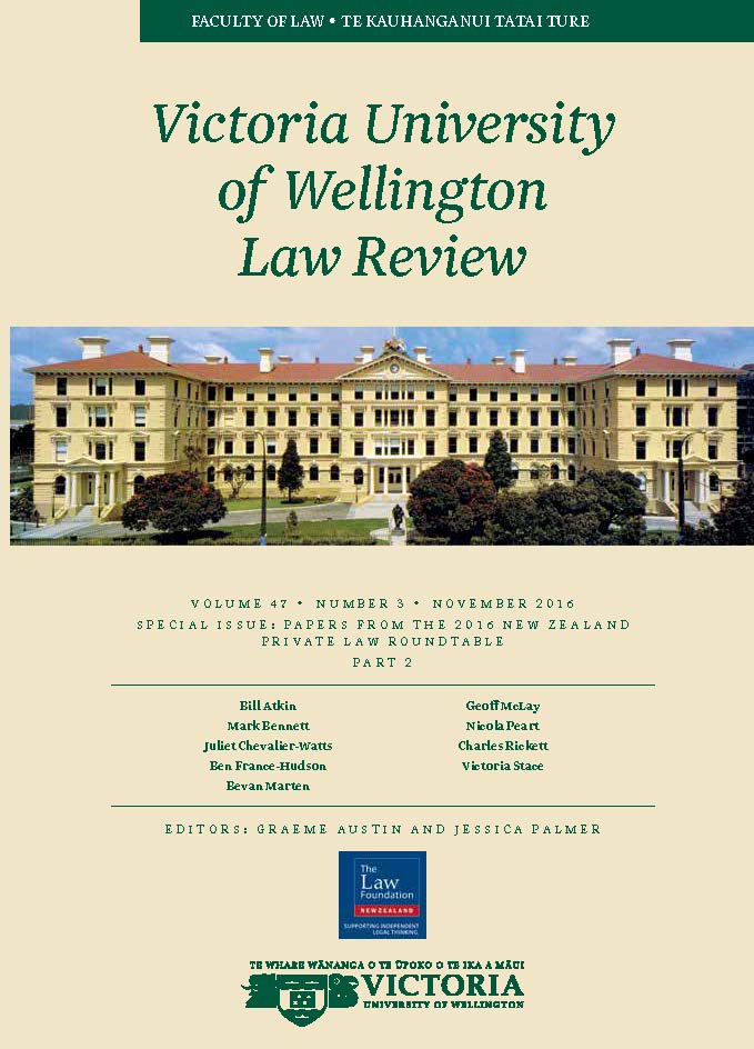 SPECIAL ISSUE: PAPERS FROM THE 2016 NEW ZEALAND  PRIVATE LAW ROUNDTABLE: PART 2