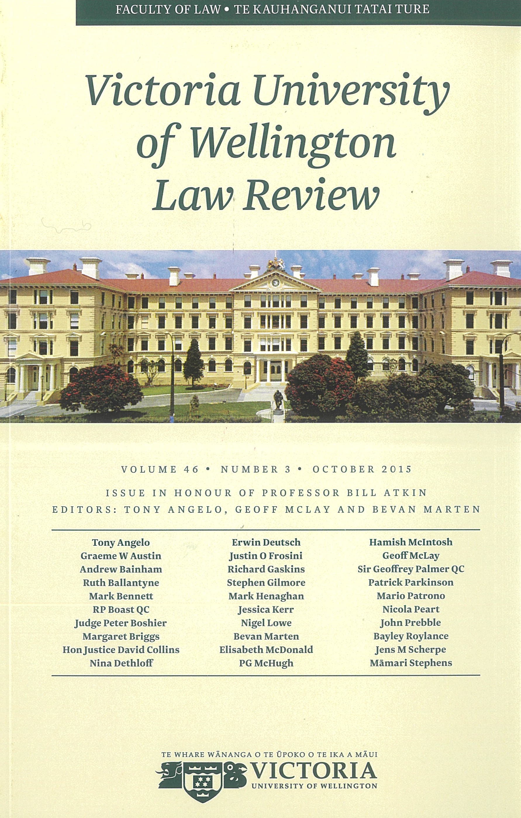 					View Vol. 46 No. 3 (2015): Victoria University of Wellington Law Review
				