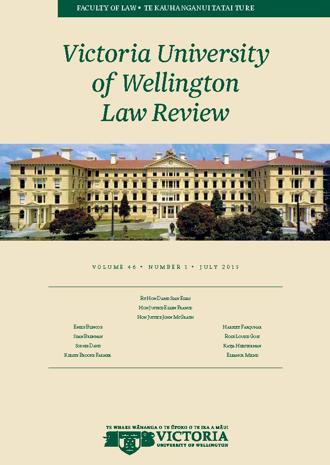					View Vol. 46 No. 1 (2015): Victoria University of Wellington Law Review
				