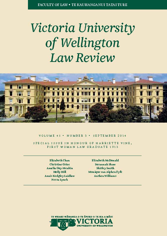 					View Vol. 45 No. 3 (2014): Victoria University of Wellington Law Review
				