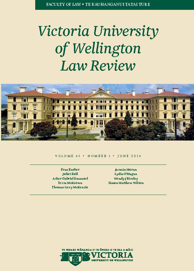 					View Vol. 45 No. 1 (2014): Victoria University of Wellington Law Review
				