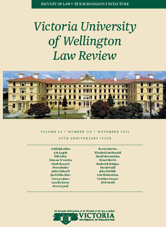 					View Vol. 44 No. 3/4 (2013): Victoria University of Wellington Law Review
				
