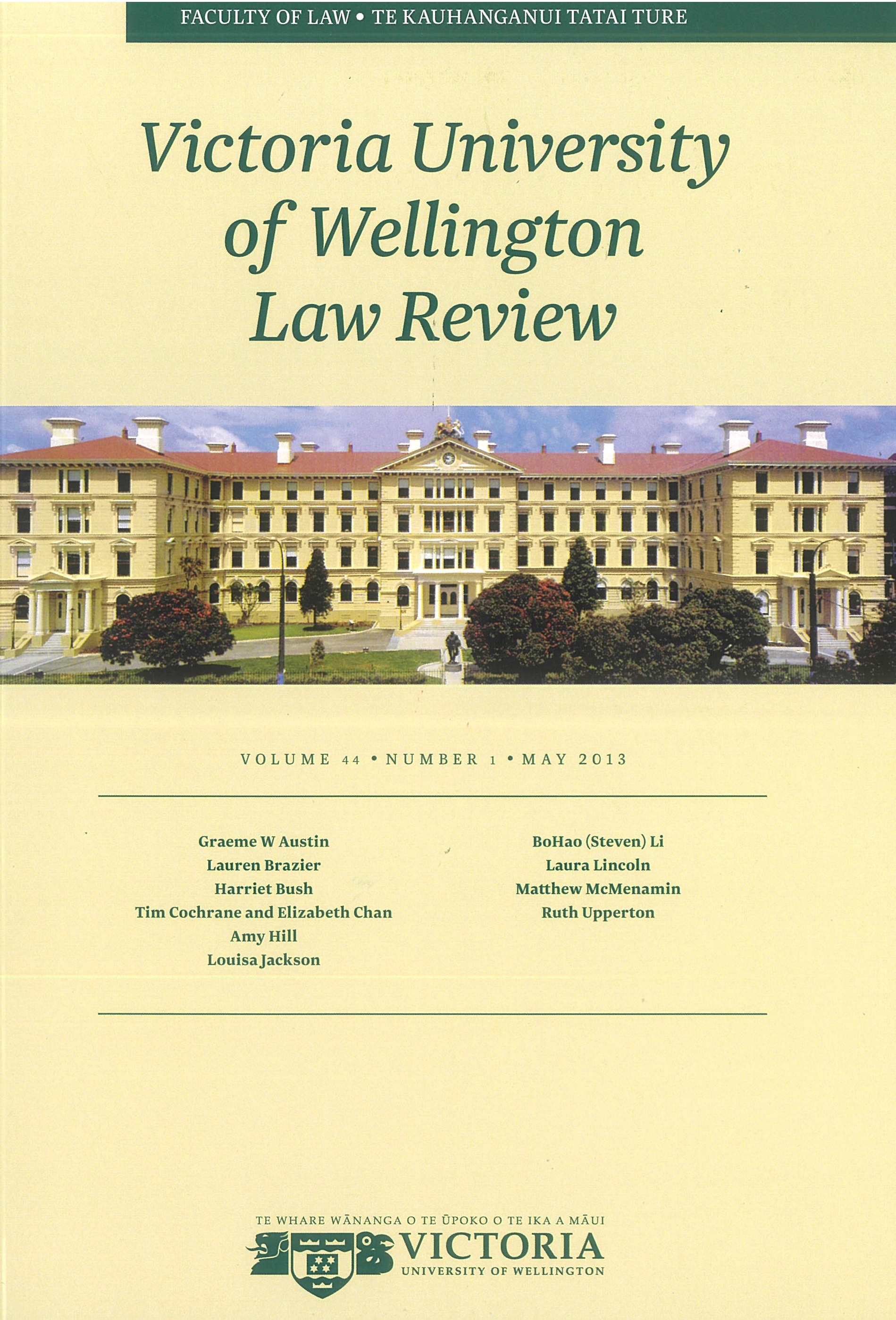 					View Vol. 44 No. 1 (2013): Victoria University of Wellington Law Review
				