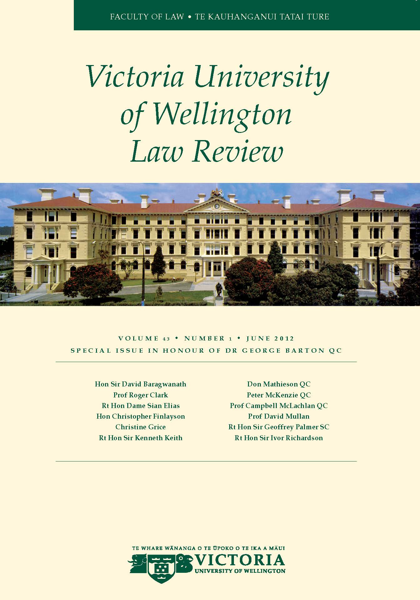 					View Vol. 43 No. 1 (2012): Victoria University of Wellington Law Review
				