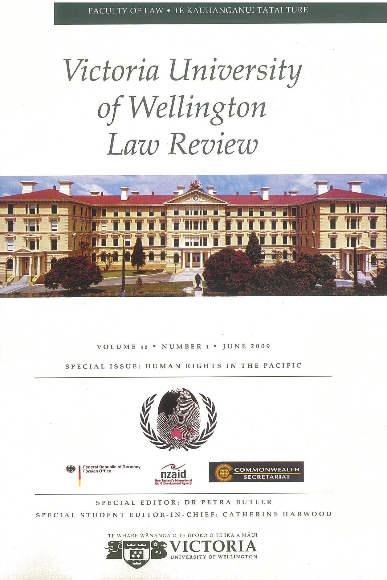 					View Vol. 40 No. 1 (2009): Victoria University of Wellington Law Review
				