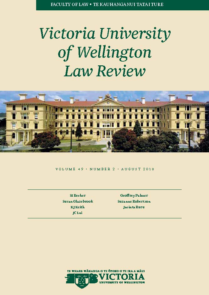 					View Vol. 49 No. 2 (2018): Victoria University of Wellington Law Review
				