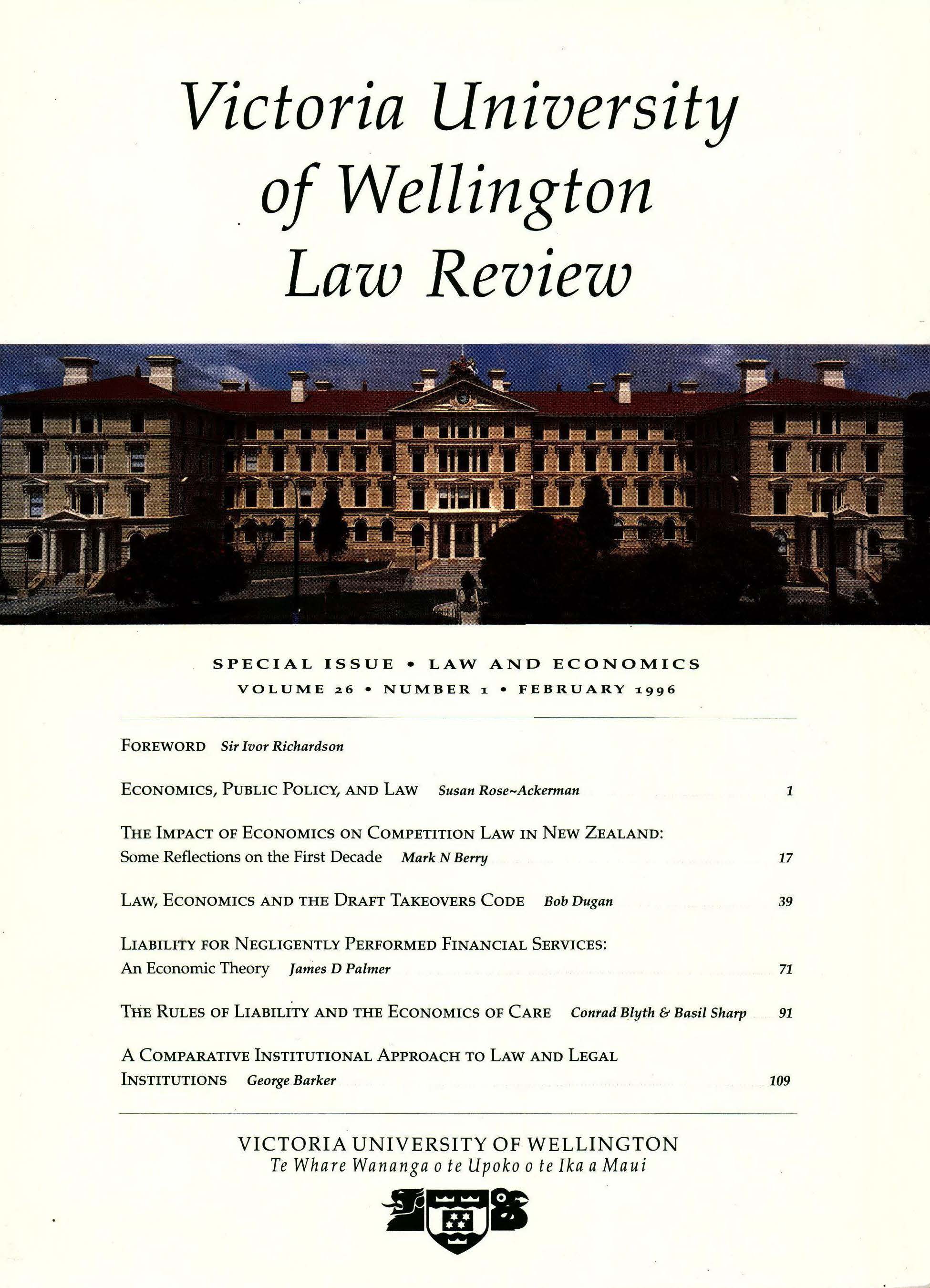 					View Vol. 26 No. 1 (1996): Victoria University of Wellington Law Review
				