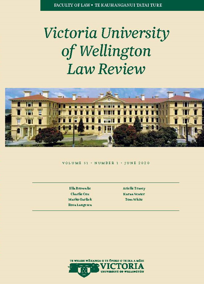 					View Vol. 51 No. 1 (2020): Victoria University of Wellington Law Review
				