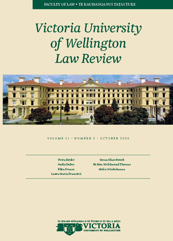 					View Vol. 51 No. 3 (2020): Victoria University of Wellington Law Review
				