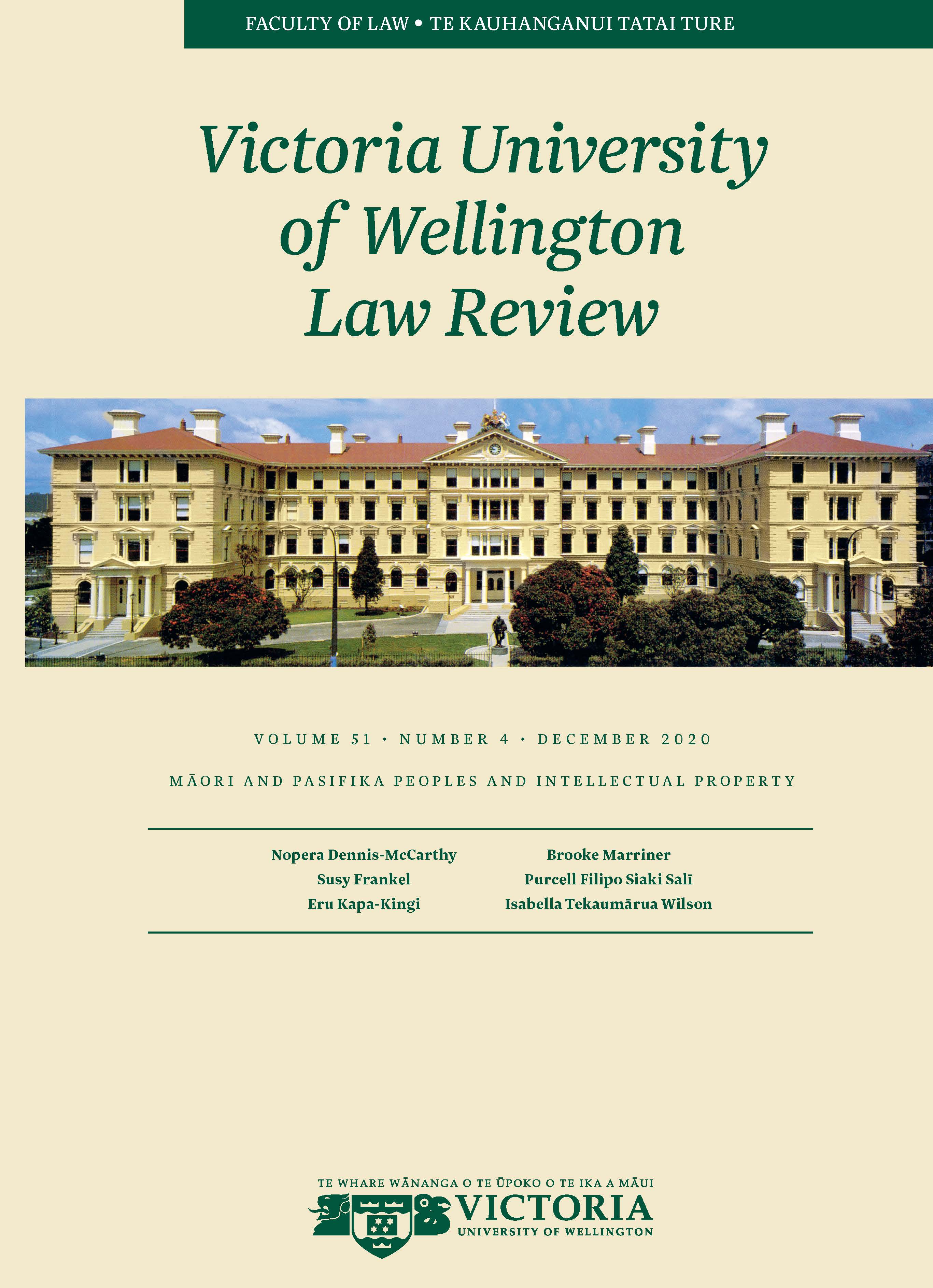 					View Vol. 51 No. 4 (2020): Victoria University of Wellington Law Review
				