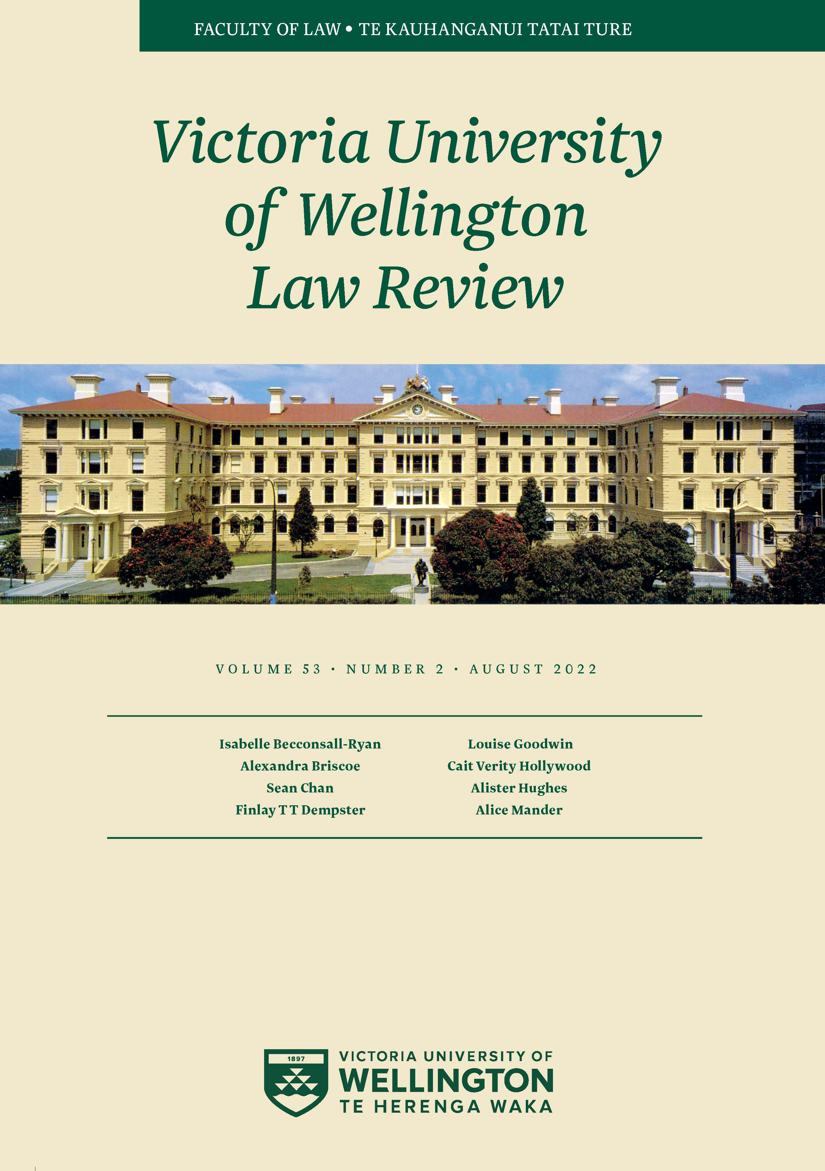 					View Vol. 53 No. 2 (2022): Victoria University of Wellington Law Review
				