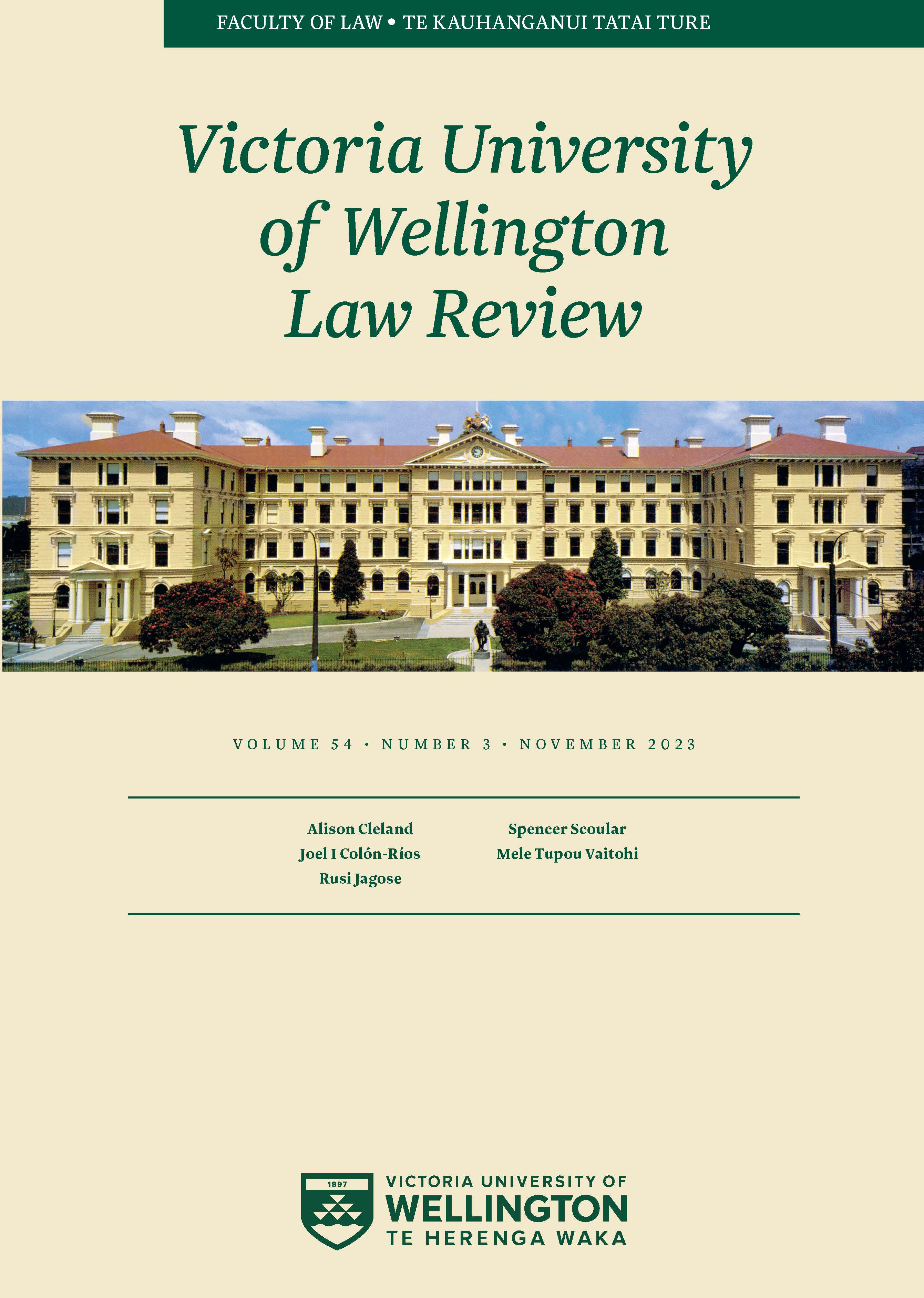 					View Vol. 54 No. 3 (2023): Victoria University of Wellington Law Review
				