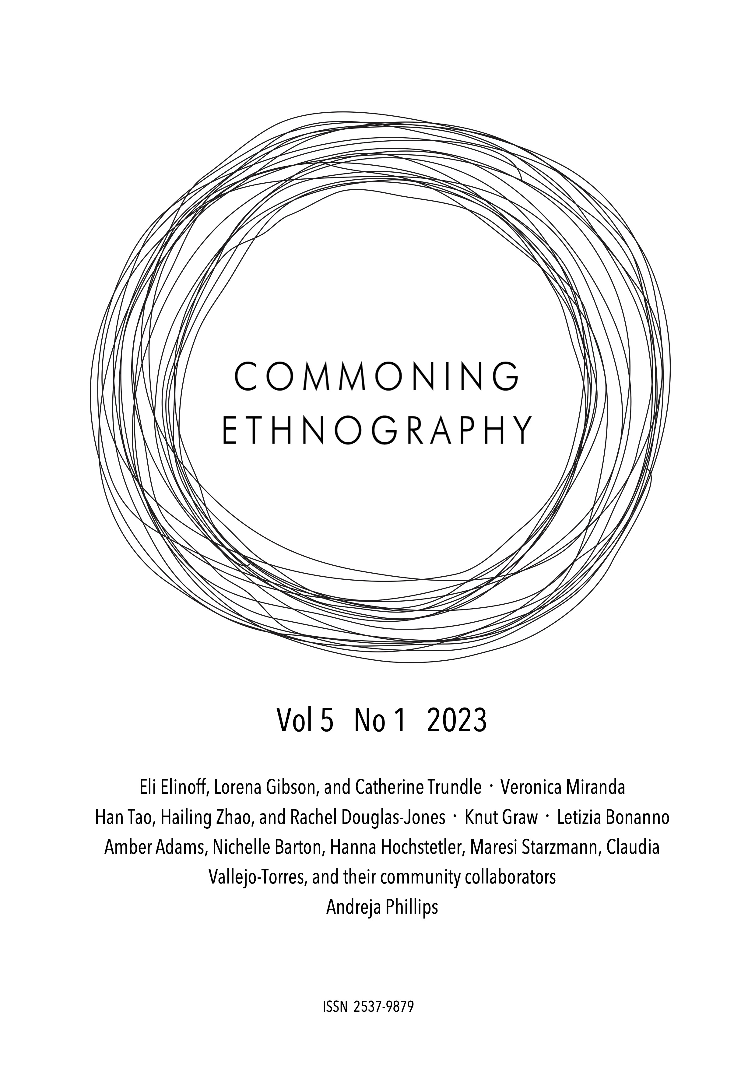 Commoning Ethnography logo with issue date and volume and a list of contributing authors