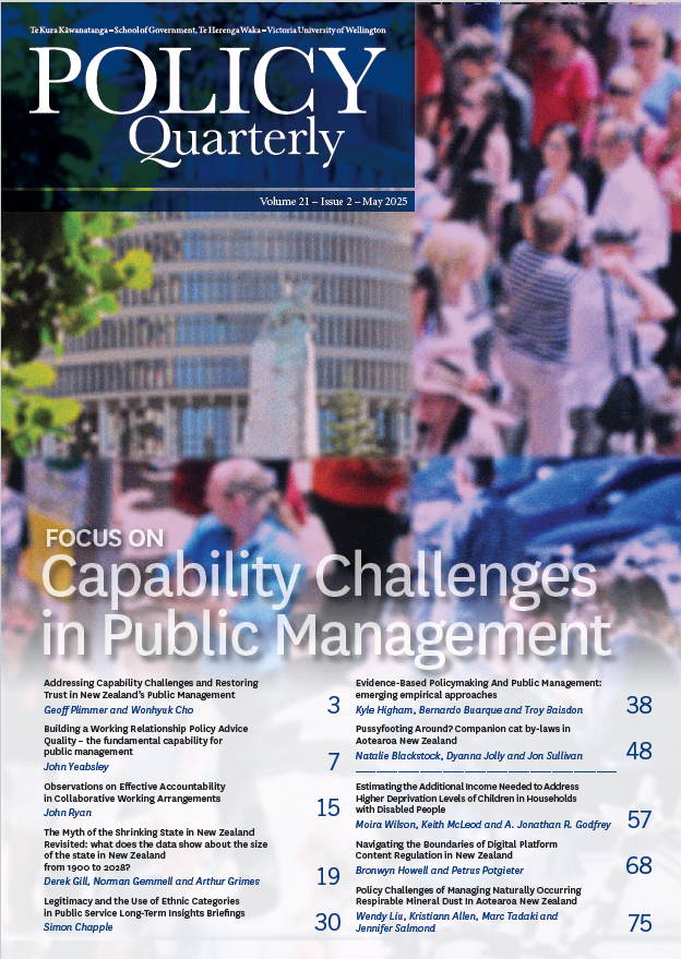 View Vol. 21 No. 2 (2025): Policy Quarterly Special issue: Addressing Capability Challenges in Public Management