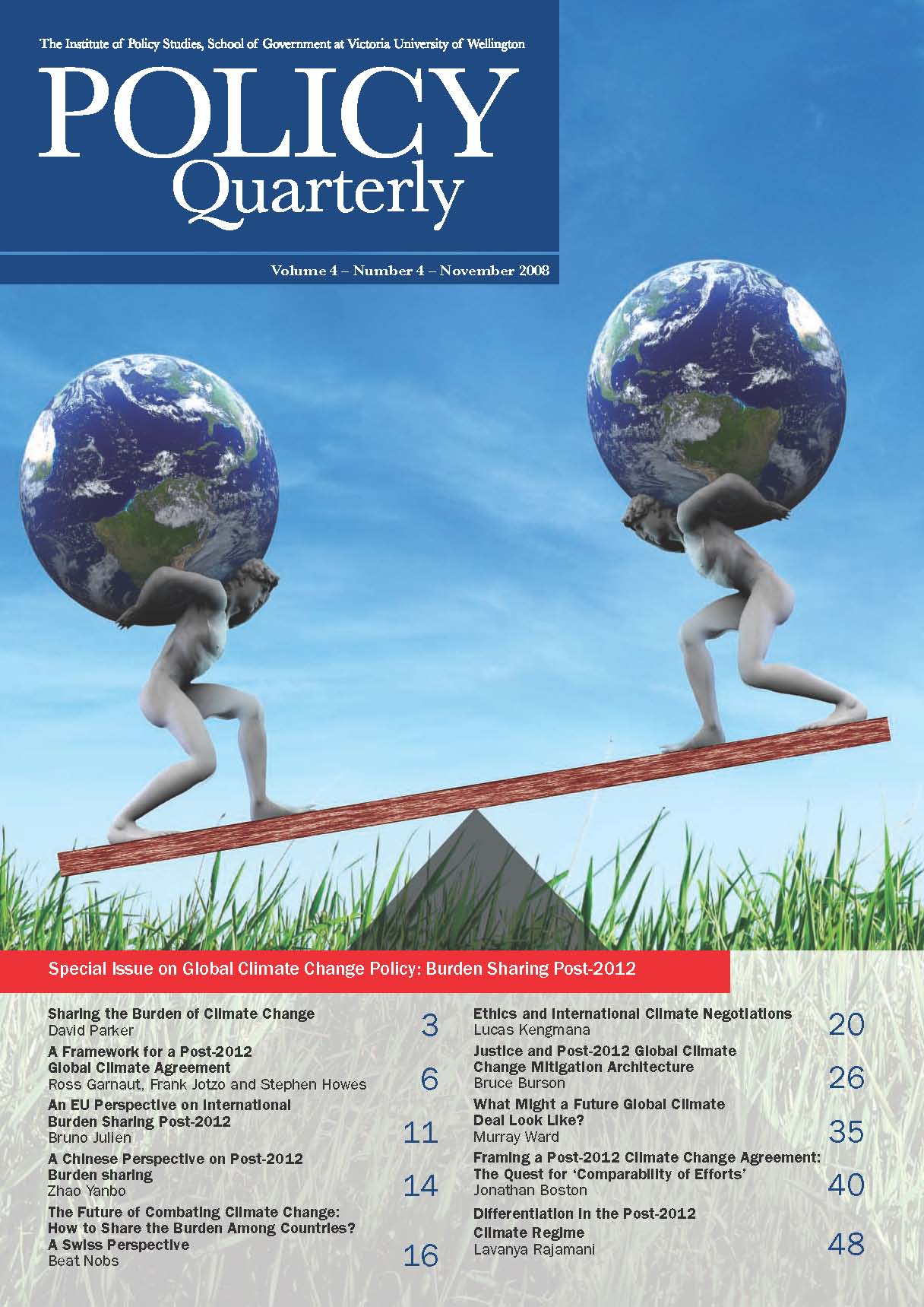 Policy Quarterly volume 4 number 4 2008