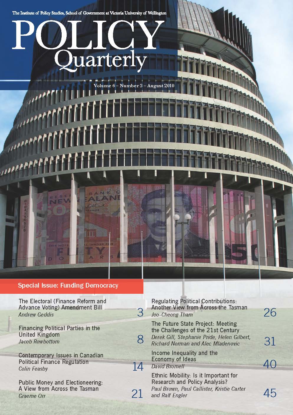 Policy Quarterly volume 6 number 3 2010