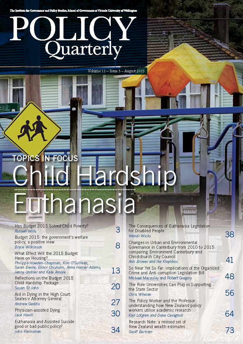 Policy Quarterly volume 11 issue 3 2015