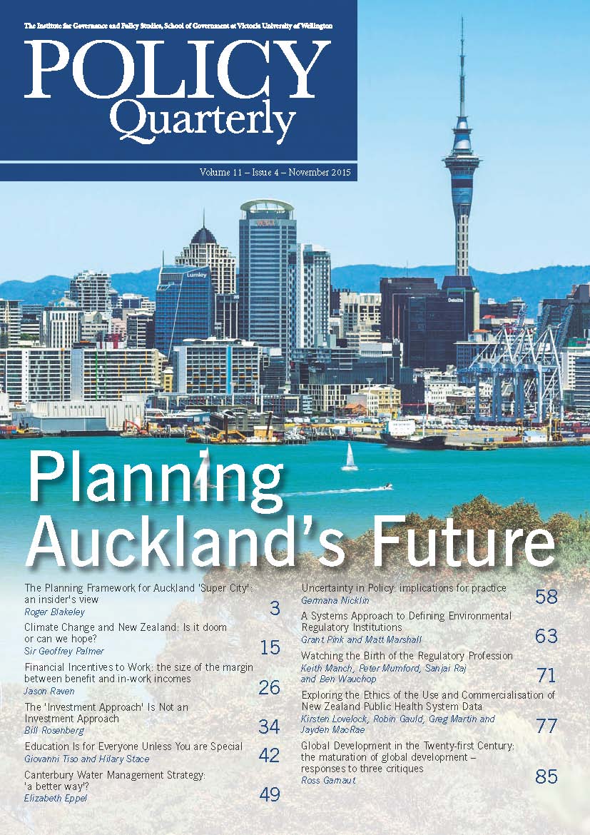 Policy Quarterly volume 11 issue 4 2015