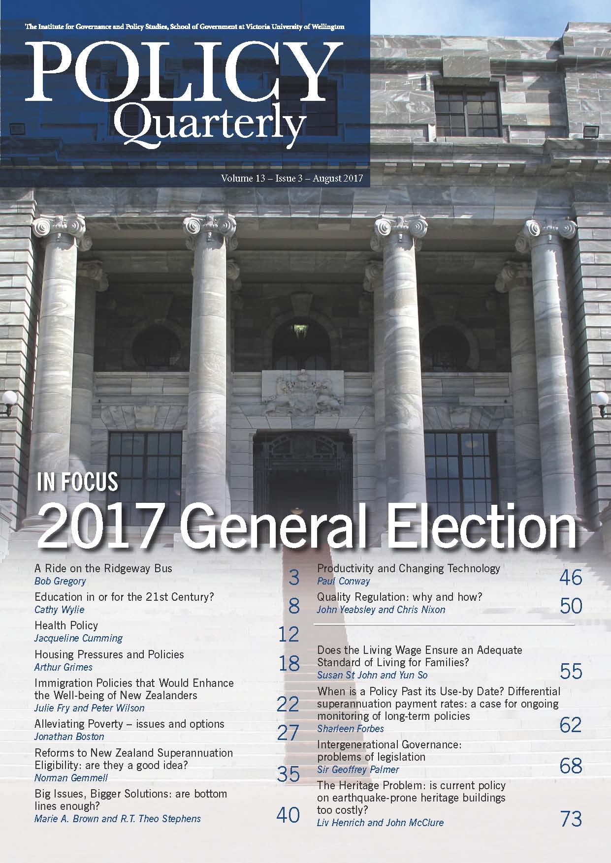 Policy Quarterly volume 13 issue 3 2017