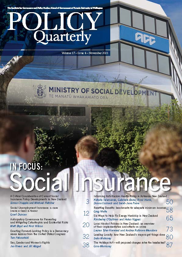 					View Vol. 17 No. 4 (2021): Policy Quarterly. In Focus: Social Insurance
				