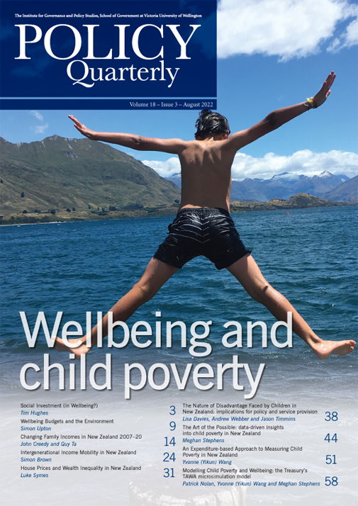 					View Vol. 18 No. 3 (2022): Policy Quarterly. Wellbeing and Child Poverty
				